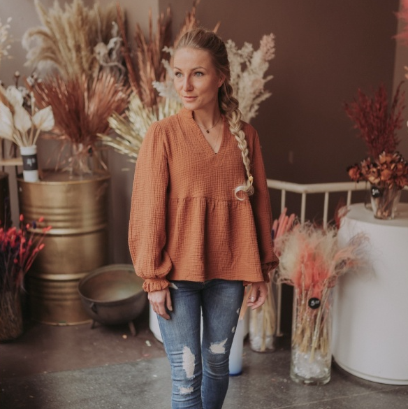 Mama Bird™ Muse Muslin Nursing Blouse  Boho-luksus imetyspaita | Cinnamon Clay