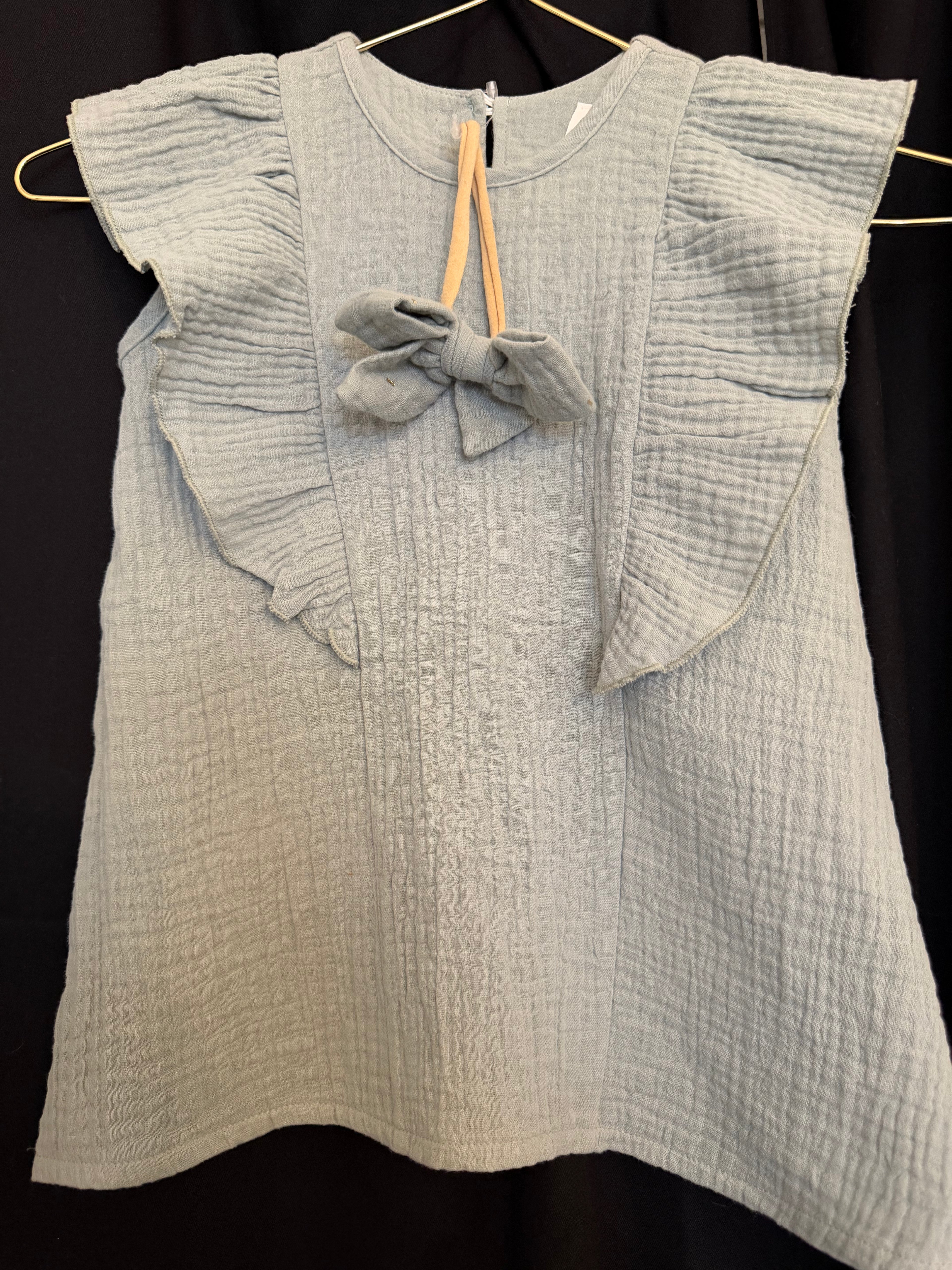 Happy Parrot OUTLET – Luomumusliinimekko & Everyday-rusettipanta | Sage (salvia) | 74/80