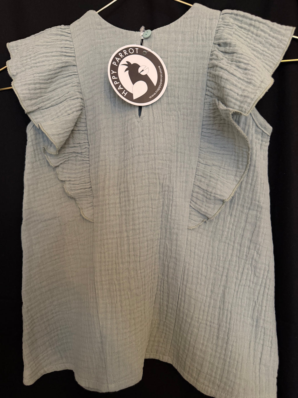 Happy Parrot OUTLET – Luomumusliinimekko & Everyday-rusettipanta | Sage (salvia) | 74/80