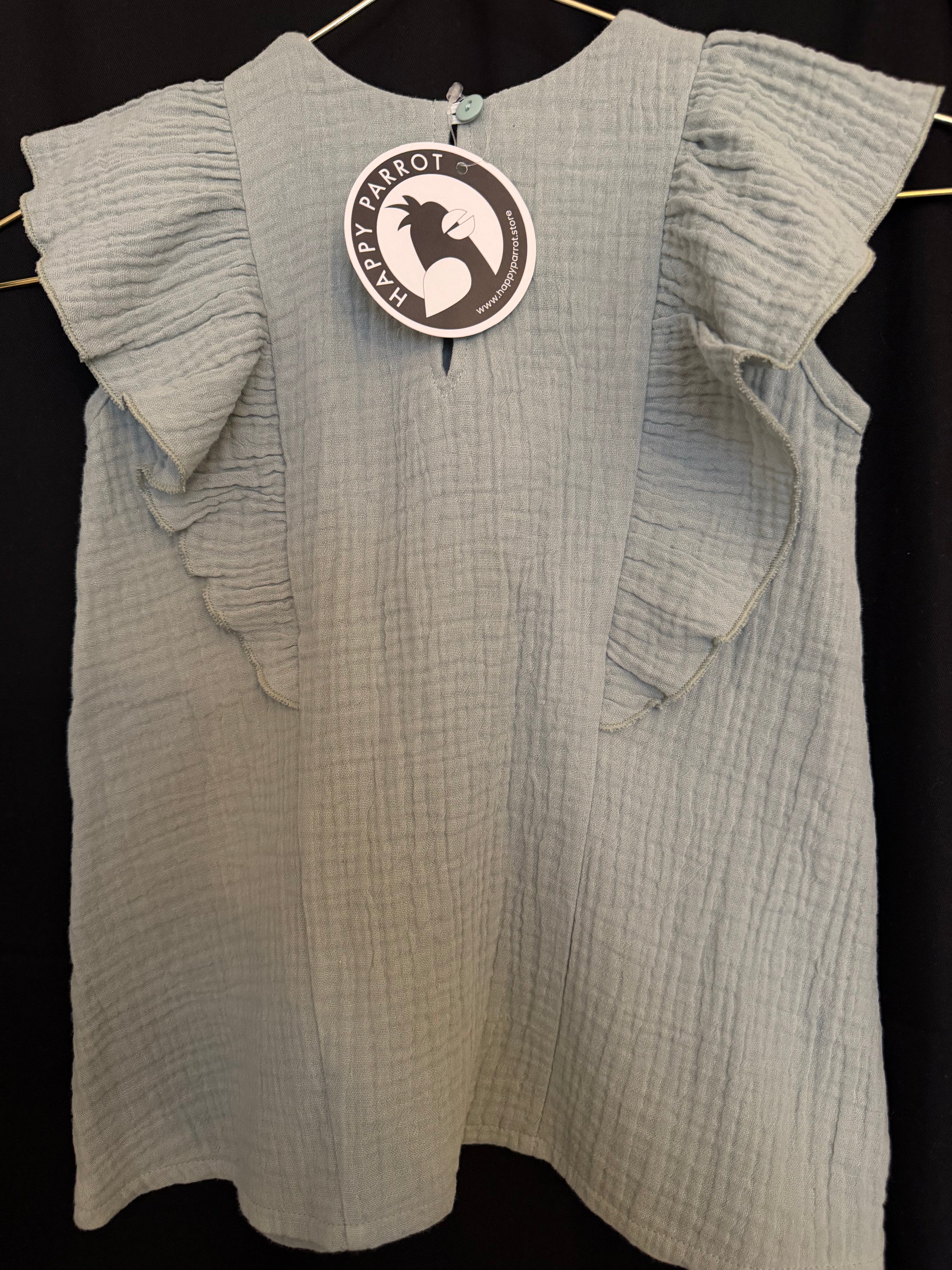 Happy Parrot OUTLET – Luomumusliinimekko & Everyday-rusettipanta | Sage (salvia) | 74/80