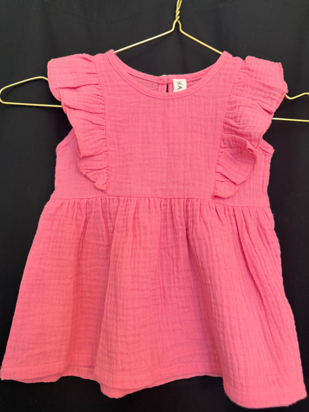 Happy Parrot OUTLET – Luomumusliinimekko & Baby Knot -rusettipanta | Pinkki | 62/68