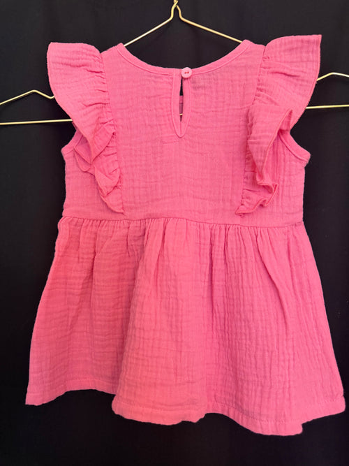 Happy Parrot OUTLET – Luomumusliinimekko & Baby Knot -rusettipanta | Pinkki | 62/68