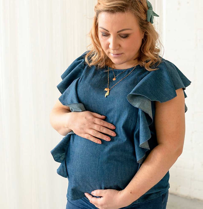 Mama Bird™ Denim Signature Nursing Top  Premium imetyspaita | Denim Blue