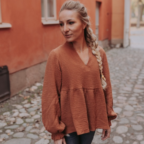 Mama Bird™ Muse Muslin Nursing Blouse  Boho-luksus imetyspaita | Cinnamon Clay