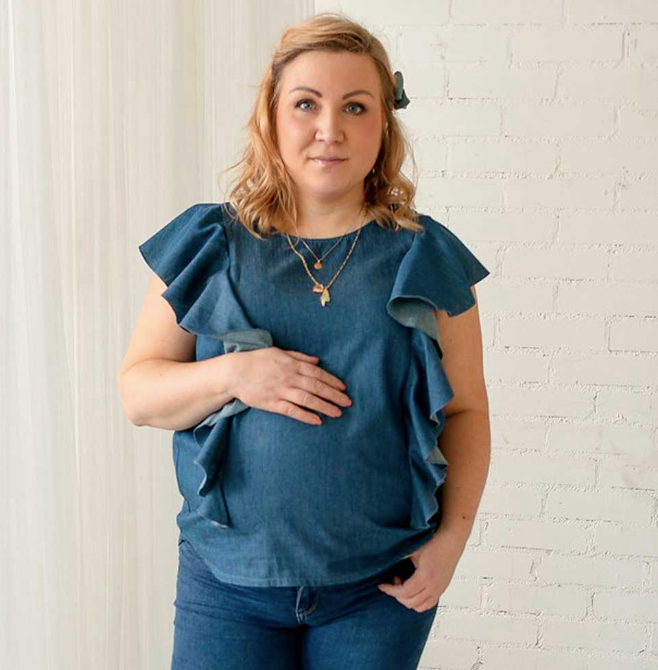 Mama Bird™ Denim Signature Nursing Top  Premium imetyspaita | Denim Blue